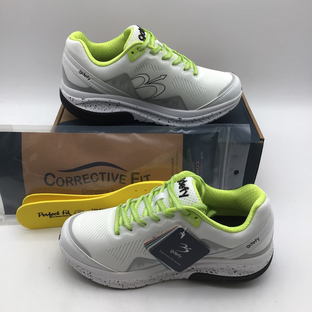 Gravity Defyer Mighty Walk‎ Womens Size 7 White Green VersoShock Sneakers NEW